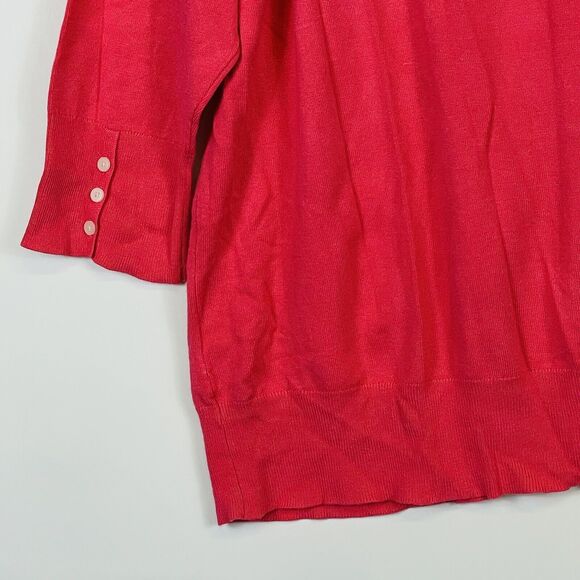 Lane Bryant Solid Pink 3/4 Sleeve Fine Knit Cardigan‎ Sweater Womens 26 28 - Picture 4 of 5
